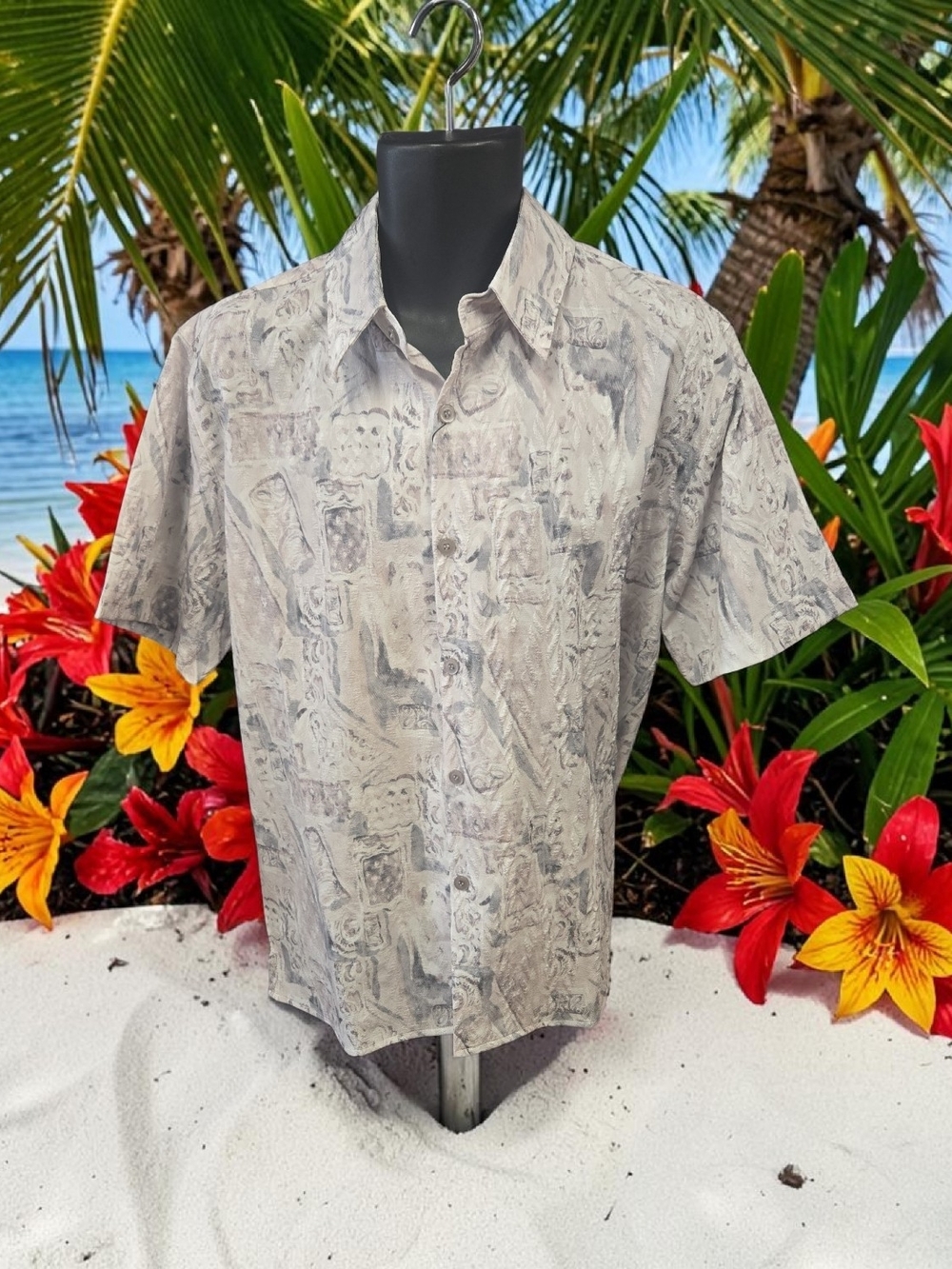 PRONTI MENS BLUE, CREAM, WHITE SHORT SLEEVE ABSTRACT PRINT SHIRT. S8704